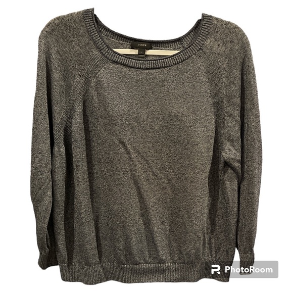 J. CREW woman’s gray linen blend boat neck sweater size large - Picture 1 of 11